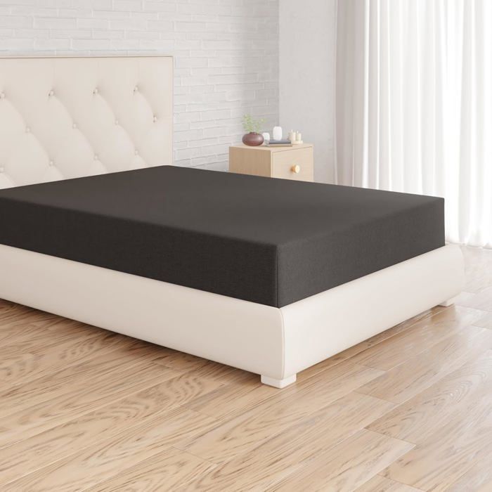 1 Drap Housse 160x200 cm Microfibre Polyester Anti-Plis Bonnet 30 cm pour Matelas Épais Noir ACCESSOIRES FABRICATION MAISON