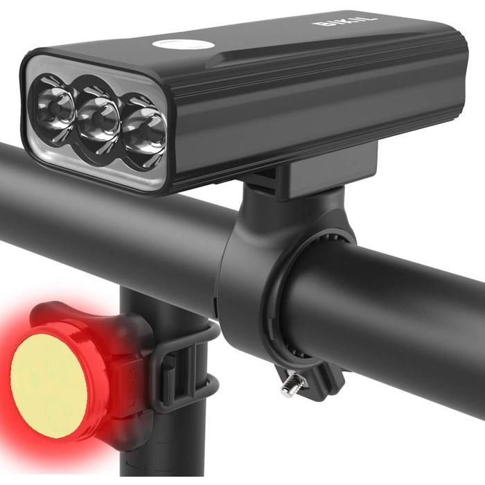 Éclairage Vélo LED 2400 Lumens USB C Rechargeable 6400mAh Lampe Avant et Arrière Étanche Aluminium pour VTT et Cycliste