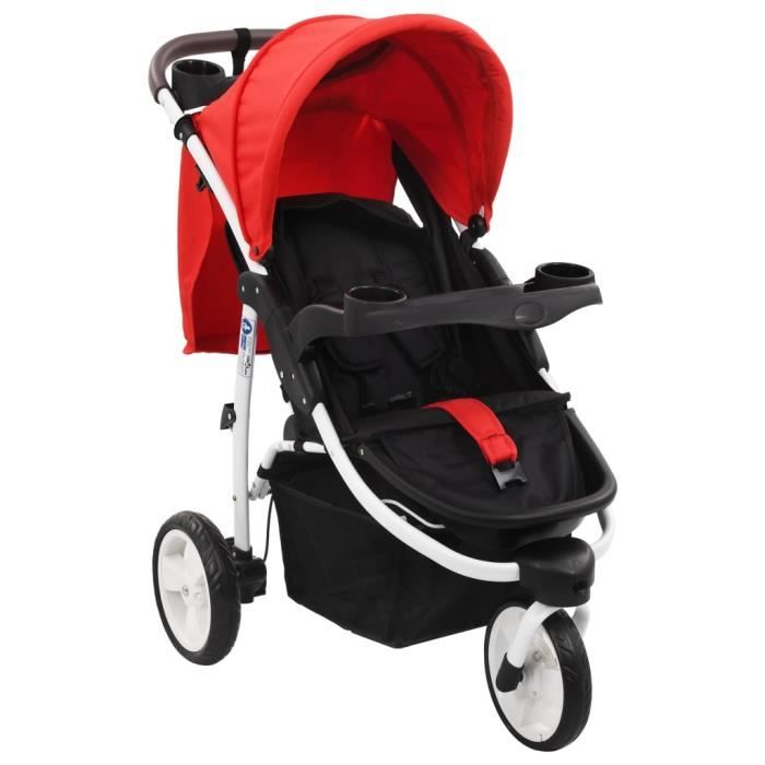 CEN Poussette b b 3 roues Rouge et noir Cdiscount