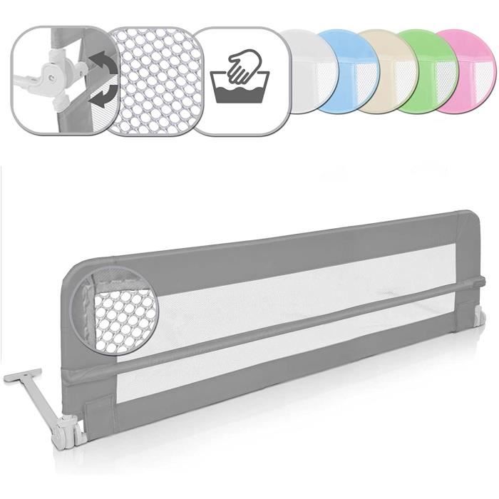 150 x 42 cm Barrière de Protection Sécurité pour Bébé Barrière de Lit pour Enfant en Tissu Bambin Bleu Garde-Corps Couleurs au Choix Pliable et Portable 