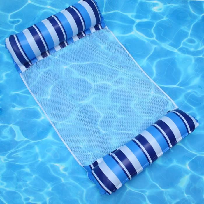 Lot De 2 Hamacs Flottants Piscine – Matelas Filet Gonflable – PVC Résistant 250 Lbs – Sacs Imperméables Inclus – Détente Aquatique