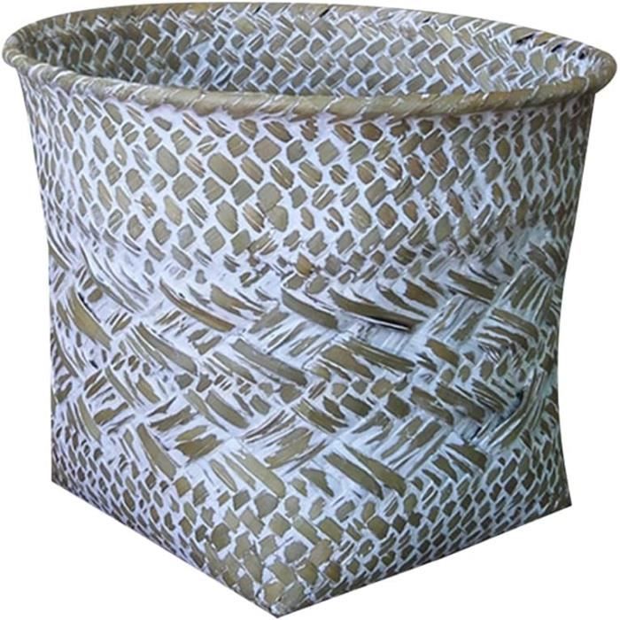 Ciieeo Panier tressé avec couvercle 12 x 10 cm - Petit panier de rangement en jonc de