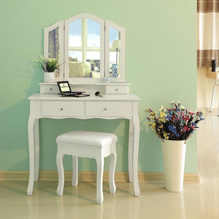 Coiffeuse Avec Miroir Meuble De Chambre Pour Chambre Adulte