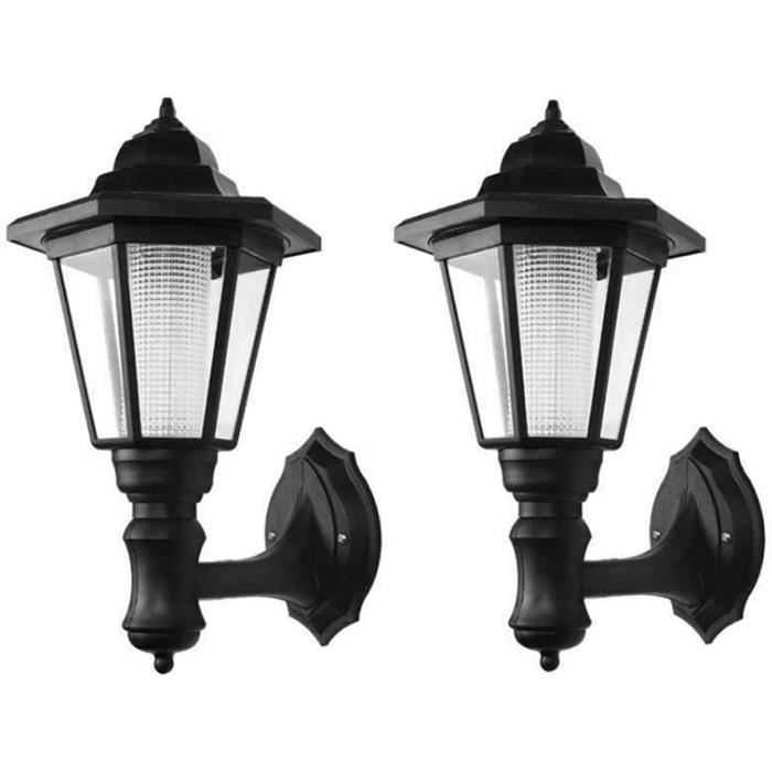 Appliques Murales Lanternes Jardin&nbsp;&nbsp;&nbsp;Solaire Led Extérieur 2 Pièces Lampe Étanche Vintage Porche Hexagonal&nbsp;&nbsp;Pour Porche Cour E[1244]