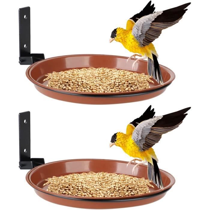 Lot De 2 Mangeoires Rondes En Plastique Pour Oiseaux - Plateau De Nourriture Et Bain D'oiseaux - 3
