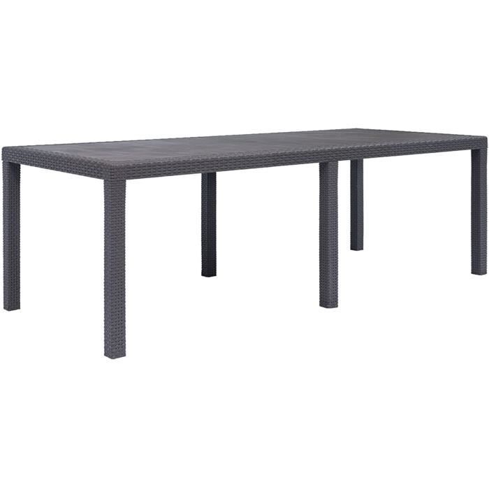 Table à Dîner de Jardin Table de Salle à Manger Table dExtérieur Table de Jardin Marron 220x90x72 cm Plastique Aspect de roti