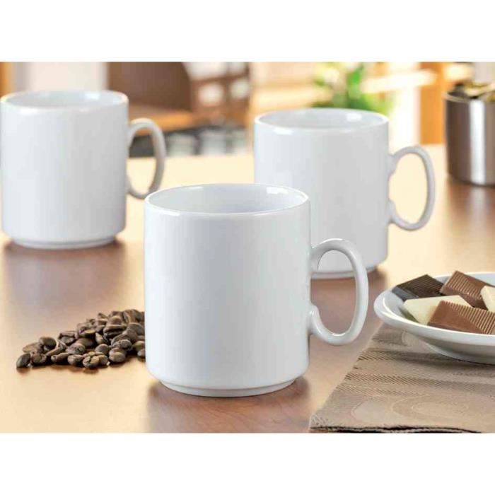 Tasse à Café - Diane - Porcelaine Blanche - Haute qualité - Empilable - Pack 6