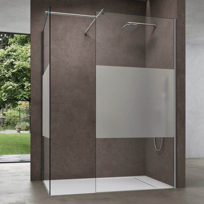 Sogood paroi de douche pare douche a l/´italienne Bremen02BL avec stabilisateurs carres verre de securite de 10 mm revetement NANO 140x200cm