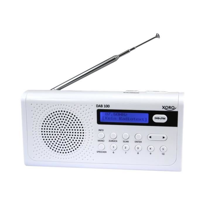Radio portable Xoro DAB 100 - Blanc - DAB/DAB+/FM - Casque (fiche mini-phone Stéréo 3,5 mm)