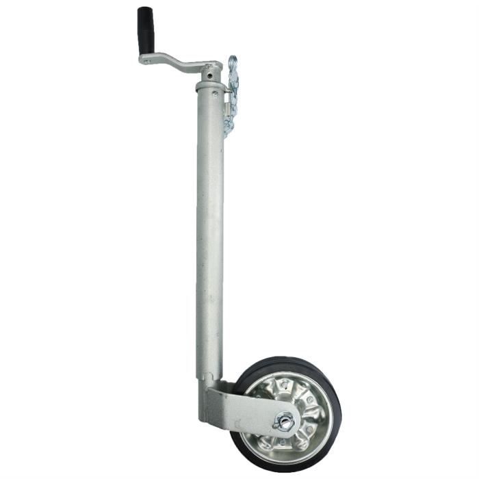 Roue jockey renforcée 48mm - Tube nervuré - Bride fixation renforcé 48mm - Remorque - Goupille de verrouillage anti dévissage | Leroy Merlin