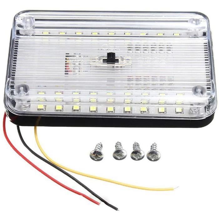 12V Lumières Toit IntéRieures Voiture 36 LEDs RV éclairage Lampe avec Bouton Rectangulaire Plafonnier pour Voiture Caravane B A200