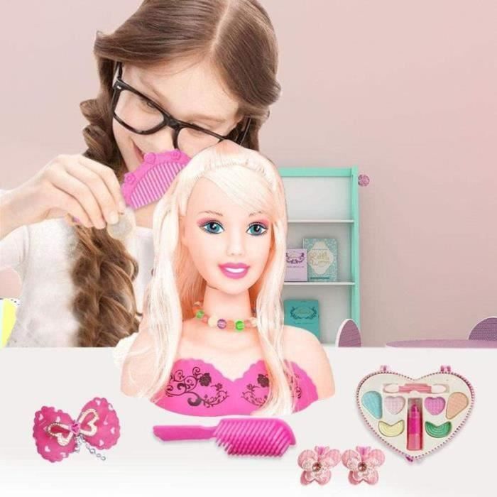 Tête à Coiffer Et Maquiller G.C – Set Complet Avec Sèche-cheveux, Accessoires, Maquillage Lavable, Vernis – Dès 3-8 Ans – Cadeau Fille