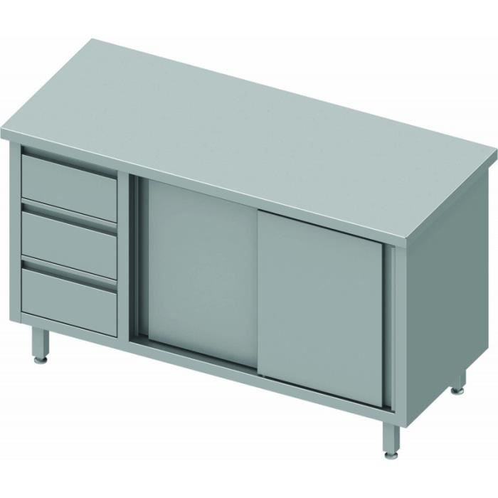 Meuble Bas Cuisine Inox Porte Coulissante 3 Tiroirs Gamme 700 Stalgast 1700x700 700 Achat Vente Desserte Billot Meuble Bas Cuisine Inox Cdiscount
