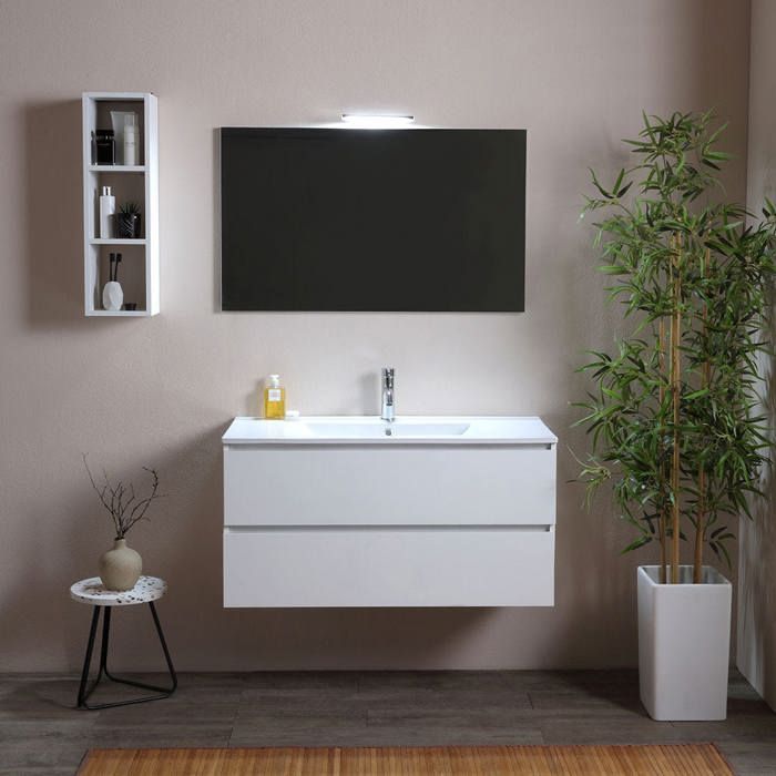 MEUBLE DE SALLE DE BAINS SUSPENDU 100CM AVEC TIROIRS BLANC BERLIN MEUBLE DE SALLE DE BAINS SUSPENDU 100CM AVEC TIROIRS BLANC BERLIN