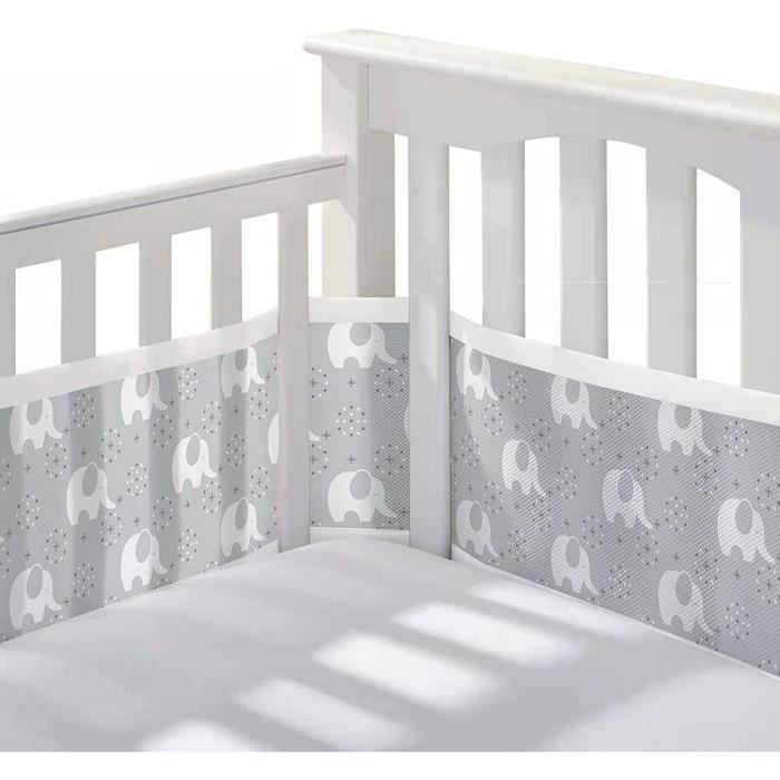 Protection Anti-collision Doublure De Lit Bébé 4 Côtés En Maille Respirante - 340x30cm & 160x30cm - Anti-Collision Et Lavable Tour De Lit Bébé