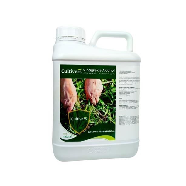 CULTIVERS Vinaigre alcoolique 5 L. Herbicide 100% naturel. Éliminez les mauvaises herbes. Nettoyant pour système d'irrigation. Régul