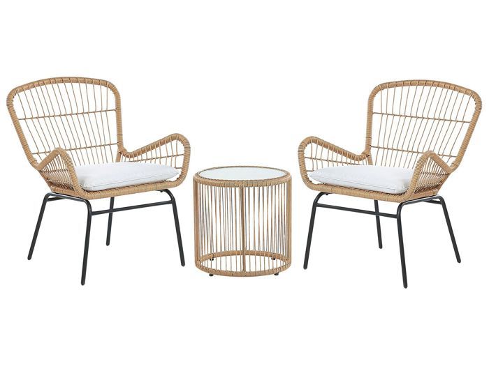 Salon de jardin en rotin clair 2 places LABICO Salon de jardin en rotin clair 2 places LABICO