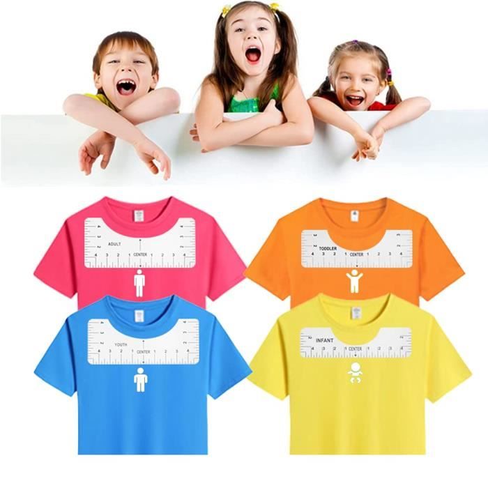 8 Guides De Placement Pour T-shirts - Outil Alignement Sérigraphie - Avec Mètre Ruban - QUOTRE