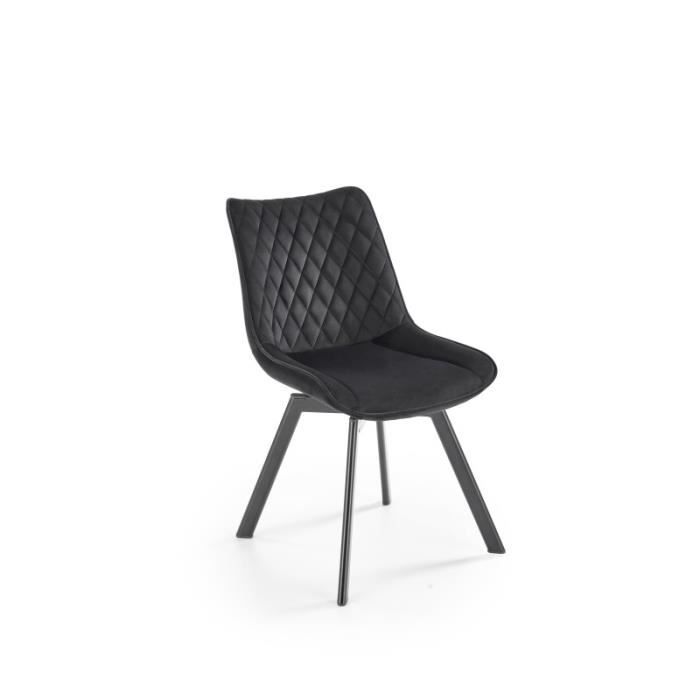 chaise design en tissu velours 45 x 63 x 80 cm - noir