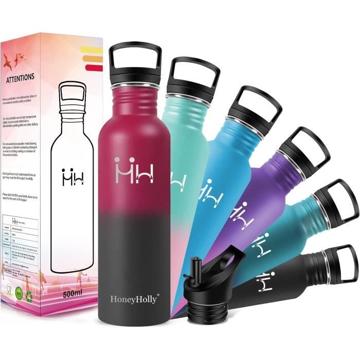 SLUXKE Gourde Inox 1L Avec Arquage De Teps, 1000l Gourde En 18/10 Acier Inoxydable Avec