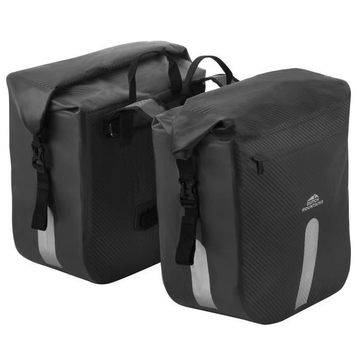 Sacoche Vélo Etanche 46L - Dutch Mountains Sac de Vélo Double Arrière Noir