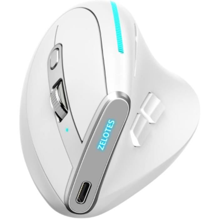 Souris Sans Fil Vinmooog - Bluetooth 5.1 Et 2.4GHz - 7 Couleurs RGB - Rechargeable - Ergonomique - Noir