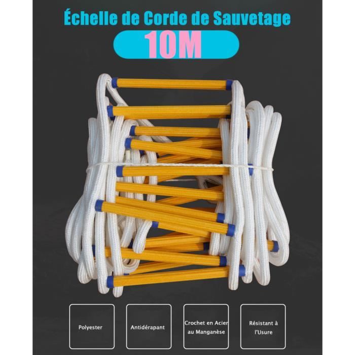 Échelle à Corde De Secours 3M - Échelle De Bateau Avec 2 Crochets, Charge 300kg Pour Évacuation Urgence