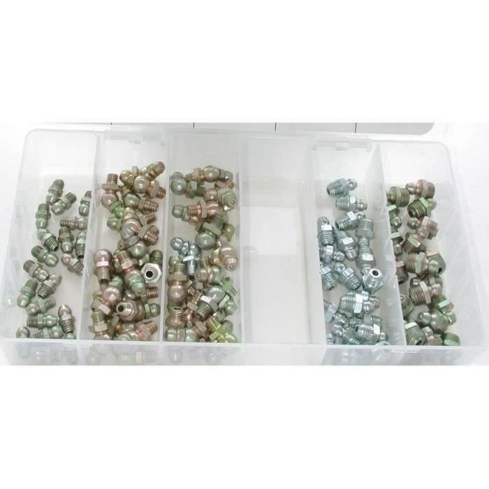 Coffret de graisseurs droits et coudés, filetage métrique