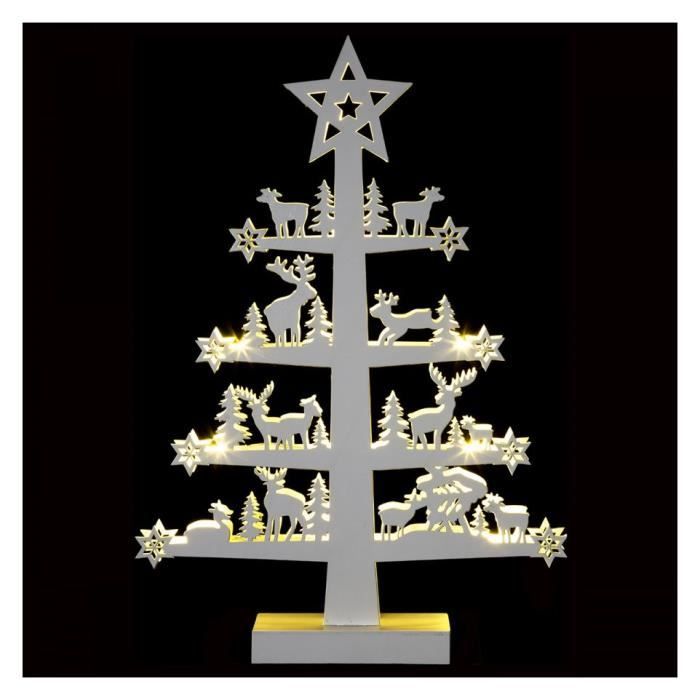 Deco Noel Bois Arbre Lumineux Blanc Achat Vente Village Manege Bientot Le Black Friday Cdiscount