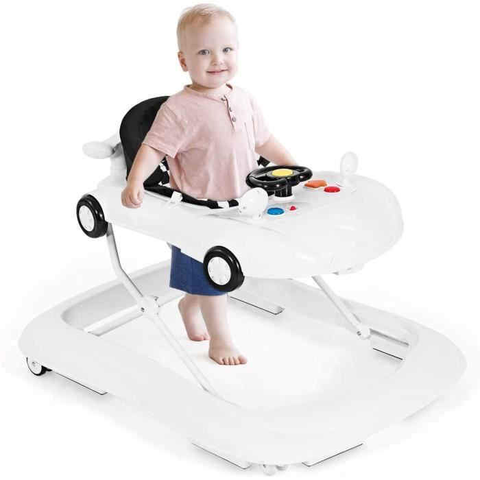 Goplus Trotteur Bebe 2 En 1 Pliable Et Reglable En Hauteur Marchette Bebe Musicale Avec Siege Et Dossier Rembourre Plateau A Manger Cdiscount Puericulture Eveil Bebe