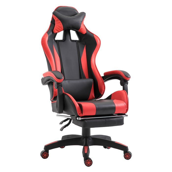 Fauteuil Gamer Homcom 66 L X 60 L X 127 134 H Cm Rouge Et Noir