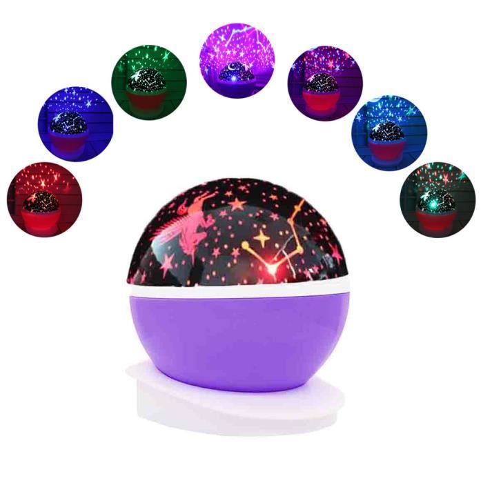 7house Lampe De Projection Licorne Etoiles Veilleuse Enfant Led