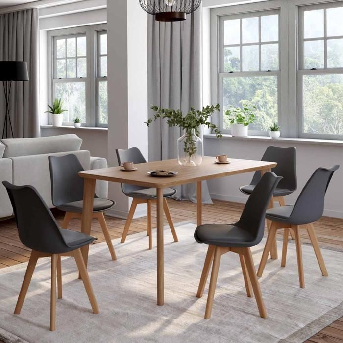 Lot De 4 Chaises Scandinaves SARA Gris Clair - Pour Salle à Manger - Neuf