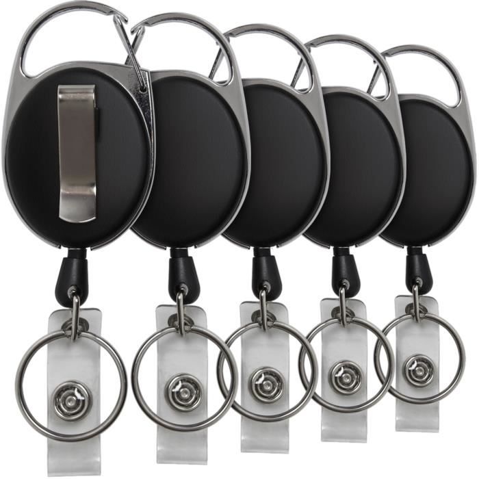 Boucle de câble métallique Facile à Tirer Boucle télescopique Skycase 2pack Porte-Badge en métal rétractable avec Clip de clé avec Clip de Ceinture Porte-clés de Carte de Visite Porte-clés
