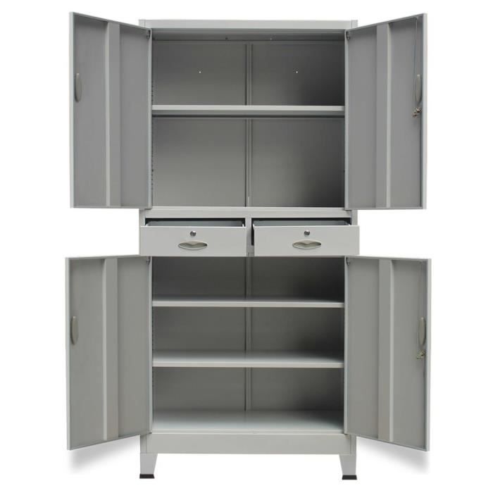 vidaxl armoire de bureau avec 4 portes acier 90 x 40 x 180 cm gris