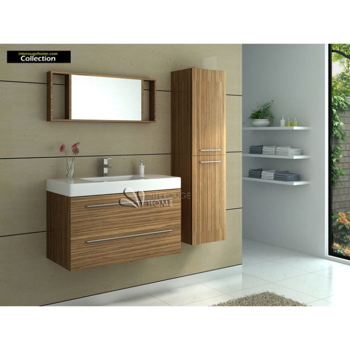 Meuble Salle De Bain Avec Simple Vasque Erable Achat Vente Salle De Bain Complete Meuble Sdb Simple Vasque Bois Soldes Cdiscount