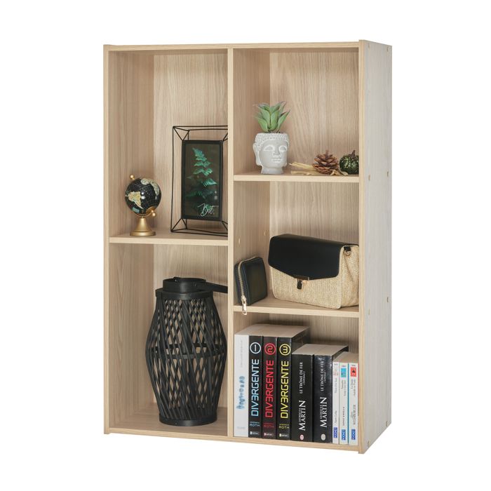 Iris Ohyama Bibliothèque étagère à 5 Compartiments Meuble à livres CX-23C Marron Clair L29 x P60 x H87.9 cm Iris Ohyama Bibliothèque étagère à 5 Compartiments Meuble à livres CX-23C Marron Clair L29 x P60 x H87.9 cm