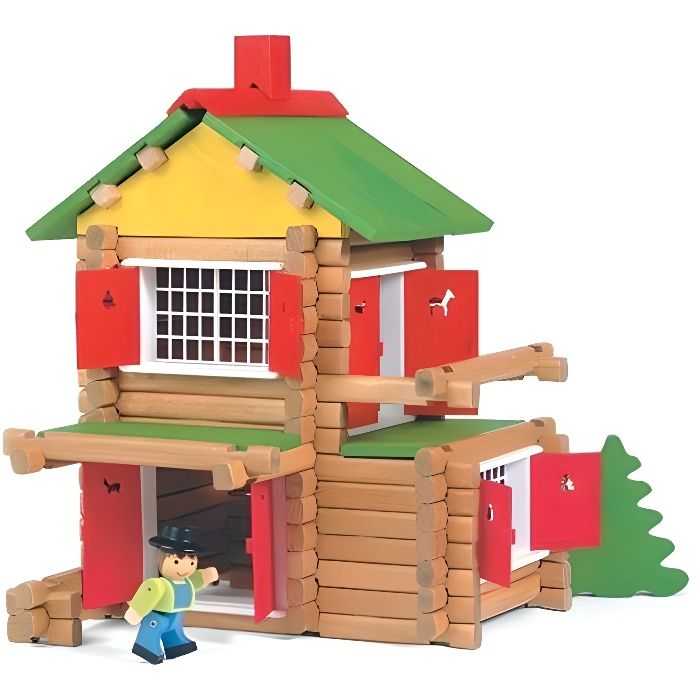 JeuJura - Jouet en bois -Mon chalet en bois - 135 Pieces J8003