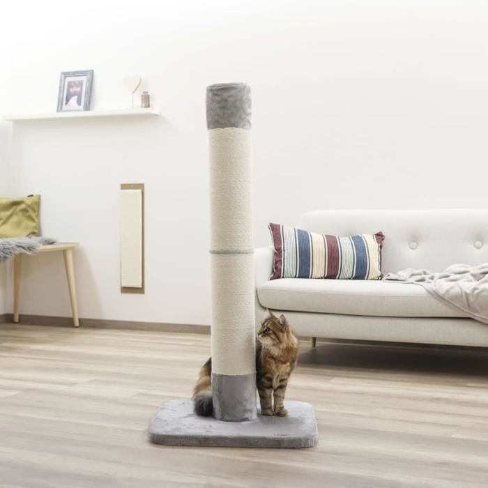 Grattoir pour chat Kerbl Opal Jute 119 cm - Gris - Poteau en bois robuste recouvert de jute - Facile à assembler