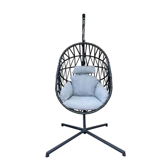 rebecca mobili fauteuil suspendu bascule en polystyrène gris pour maison jardin