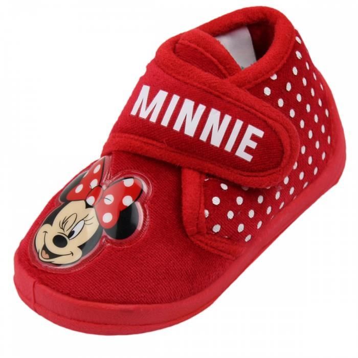 Minnie Chausson Antiderapant Rouge Bebe Fille Rouge Cdiscount