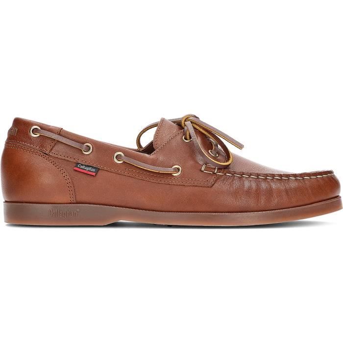 Chaussures bateau lavables Callaghan 51600 - Homme - Cuir - Marron/Jacinthe - Semelle en caoutchouc