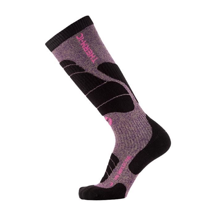 2 Paires Chaussettes Ski Laine Mérinos Hautes Genou - 75% Laine, Thermiques, Respirantes - Taille EU 39-44 Unisex - 7