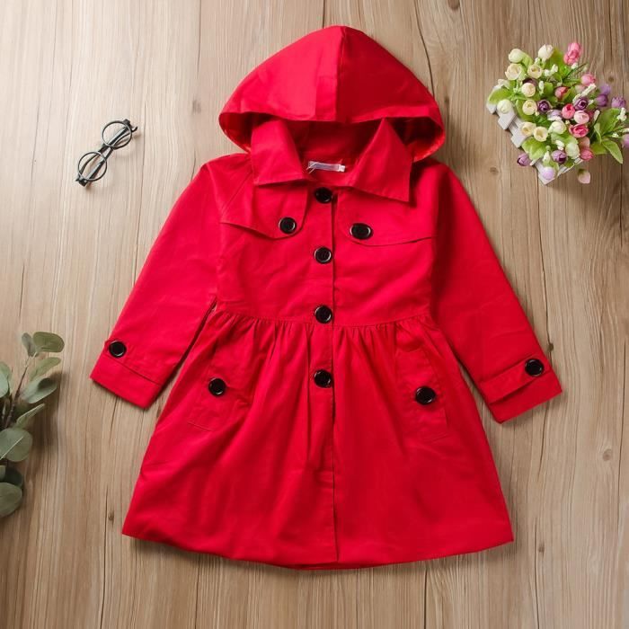 Manteau De Fille Tout Petit Enfants Bebe Fille Manches Longues Solide Ruche Capuche Manteau Coupe Vent Outwear Flyrd130 Bei Rouge Cdiscount Pret A Porter