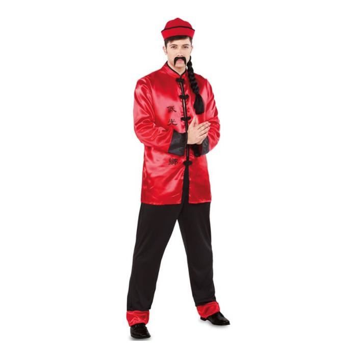 D guisement de Chinois Rouge pour homme Disfrazzes Chapeau