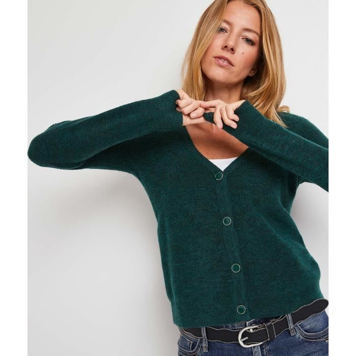 Gilet col v best sale femme