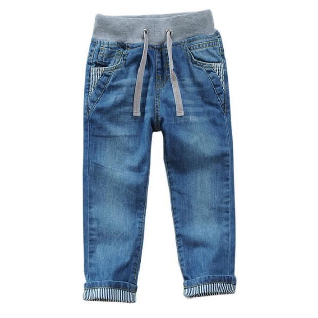 Pantalons Garcon Coton Jeans Droit Enfant Pantalon de Jogging en Denim Extensible