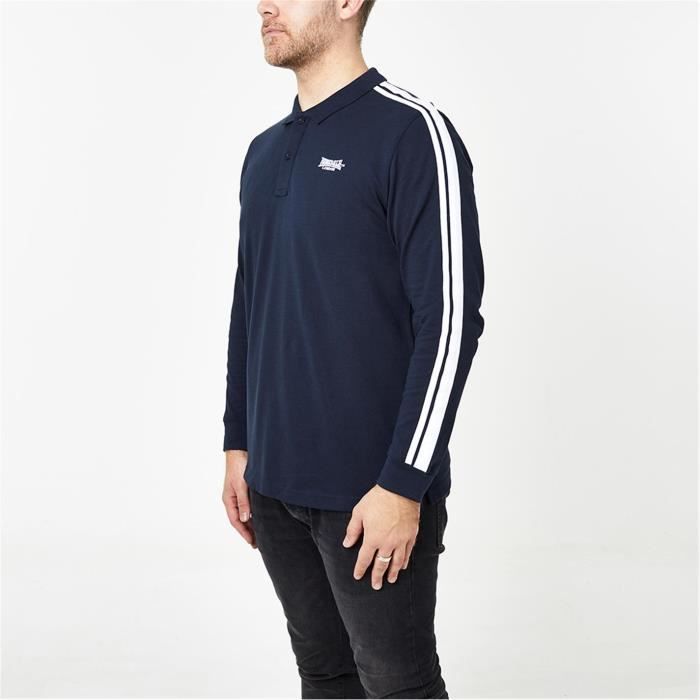 T-shirt Homme Lonsdale Bleu Marine Rayé - Taille XL - Col Rond 100% Coton