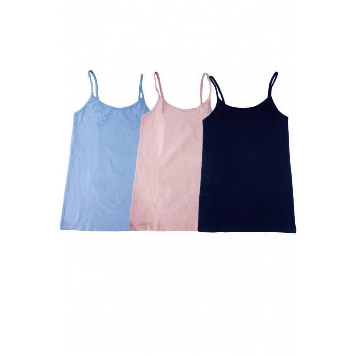 Torrente Couture Lot de 3 débardeurs fines bretelles Bella Rose, Bleu Marine, Bleu Ciel Femme