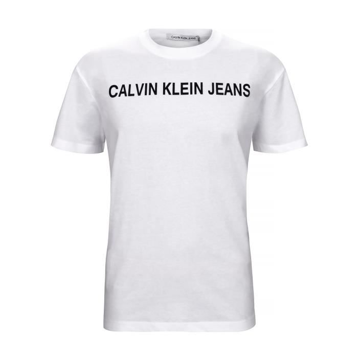 T-shirt CK homme crew t-shirt white Taille XL